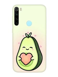 Матовий чохол з червоними боками на Xiaomi Redmi Note 8T :: Кавай авокадо з сердечком (принт 310)