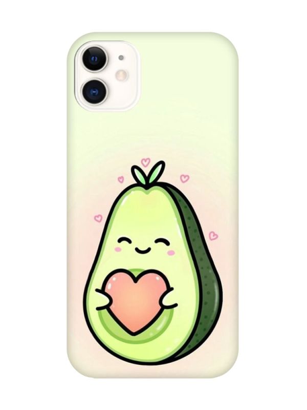 Матовий чохол з рожевими боками на Apple iPhone 11 (6.1) :: Кавай авокадо з сердечком (принт 310)