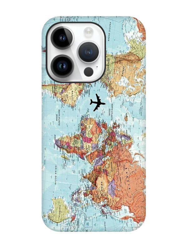Матовий чохол з чорними боками на Apple iPhone 14 Pro :: Карта світу (принт 318)