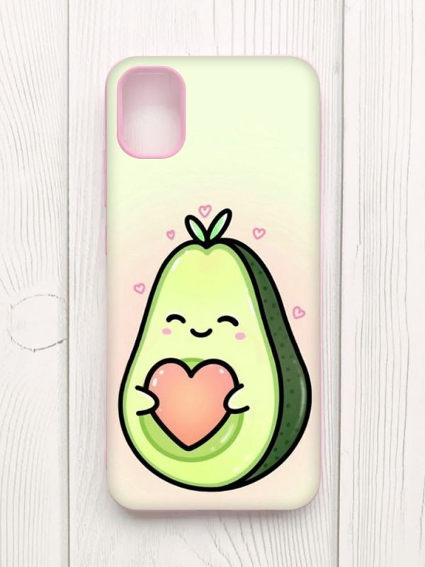 Матовий чохол з рожевими боками на Samsung Galaxy A04E/A042 :: Кавай авокадо з сердечком (принт 310)