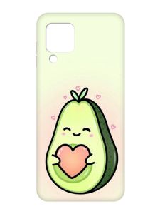 Матовий чохол з рожевими боками на Samsung Galaxy A22 4G/M32/M22 :: Кавай авокадо з сердечком (принт 310)