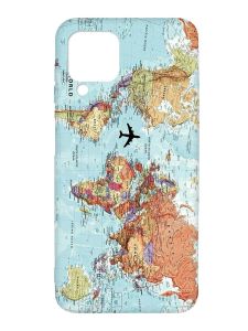 Матовий чохол з чорними боками на Samsung Galaxy A12 :: Карта світу (принт 318)