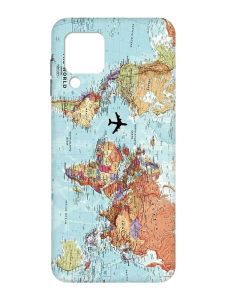 Матовий чохол з чорними боками на Samsung Galaxy A22 4G/M32/M22 :: Карта світу (принт 318)