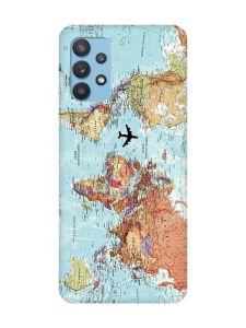 Матовий чохол з чорними боками на Samsung Galaxy A32 :: Карта світу (принт 318)