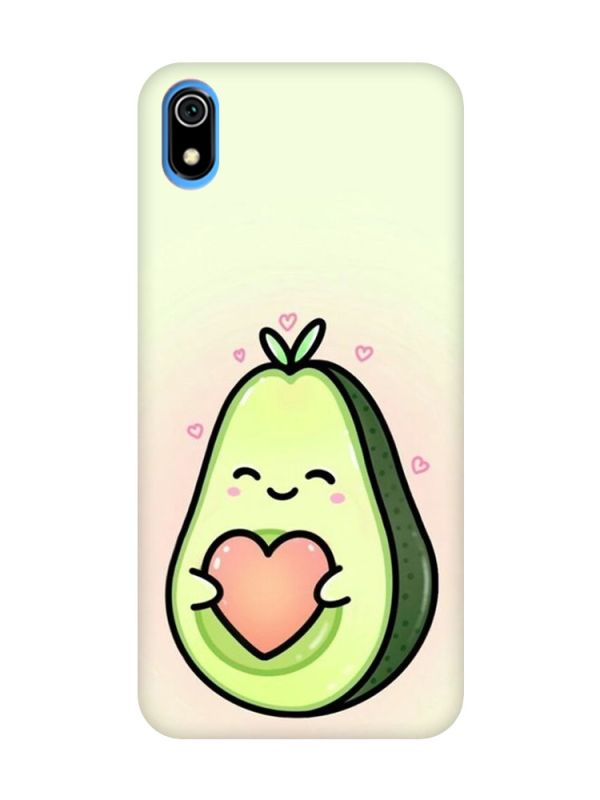 Матовий чохол з рожевими боками на Xiaomi Redmi 7A :: Кавай авокадо з сердечком (принт 310)