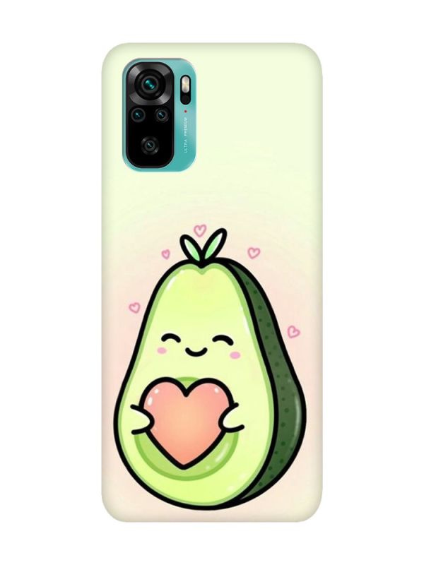 Матовий чохол з рожевими боками на Xiaomi Redmi Note 10 / Note 10s :: Кавай авокадо з сердечком (принт 310)