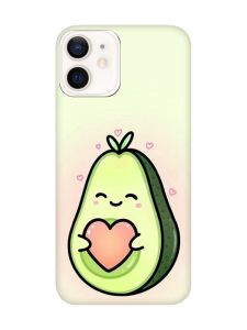 Матовий чохол з чорними боками на Apple iPhone 12 / 12 Pro (6.1) :: Кавай авокадо з сердечком (принт 310)