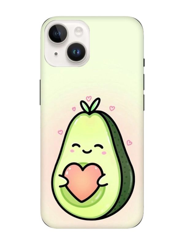Матовий чохол з чорними боками на Apple iPhone 14 :: Кавай авокадо з сердечком (принт 310)