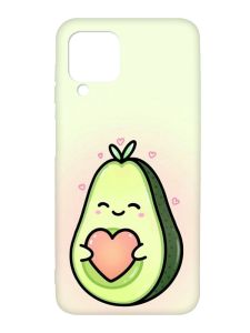 Матовий чохол з чорними боками на Samsung Galaxy A12 :: Кавай авокадо з сердечком (принт 310)