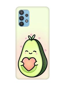 Матовий чохол з чорними боками на Samsung Galaxy A32 :: Кавай авокадо з сердечком (принт 310)