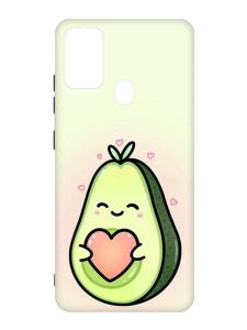 Матовий чохол з чорними боками на Samsung Galaxy M30s/M21 :: Кавай авокадо з сердечком (принт 310)