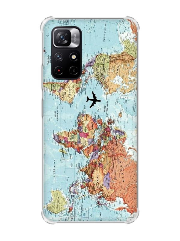 Чохол з потовщеними кутами на Xiaomi Redmi Note 11 5G :: Карта світу (принт 318)