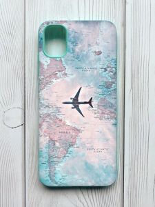 Матовий чохол з бірюзовими боками на Samsung Galaxy A04E / A042 :: Подорожі. Карта (принт 317)