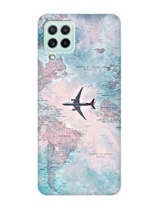 Матовий чохол з бірюзовими боками на Samsung Galaxy A22 4G/ M32/ M22 :: Подорожі. Карта (принт 317)