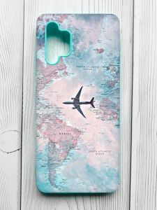 Матовий чохол з бірюзовими боками на Samsung Galaxy A32 :: Подорожі. Карта (принт 317)