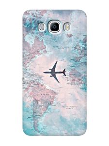 Матовий чохол з бірюзовими боками на Samsung Galaxy J7(2016) J710 :: Подорожі. Карта (принт 317)