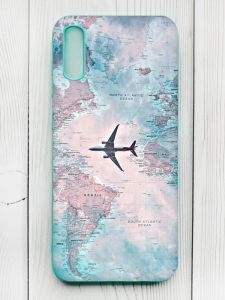 Матовий чохол з бірюзовими боками на Xiaomi Redmi 9А :: Подорожі. Карта (принт 317)