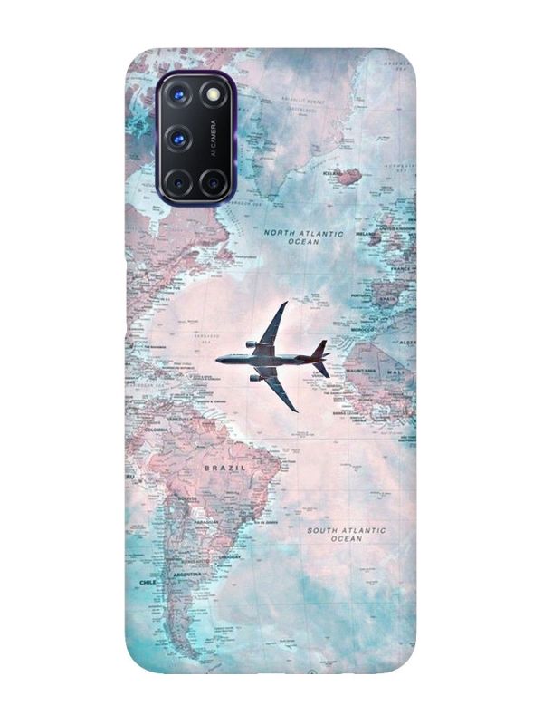 Матовий чохол з червоними боками на Oppo A52/ A72/ A92 :: Подорожі. Карта (принт 317)