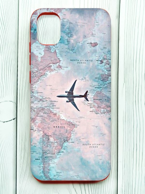 Матовий чохол з червоними боками на Samsung Galaxy A04E/A042 :: Подорожі. Карта (принт 317)