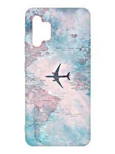 Матовий чохол з рожевими боками на Samsung Galaxy A32 :: Подорожі. Карта (принт 317)