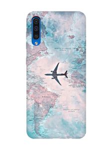 Матовий чохол з рожевими боками на Samsung Galaxy A50 (2019) A505 :: Подорожі. Карта (принт 317)