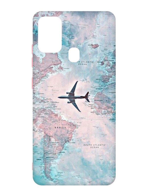 Матовий чохол з рожевими боками на Samsung Galaxy M30s/M21 :: Подорожі. Карта (принт 317)