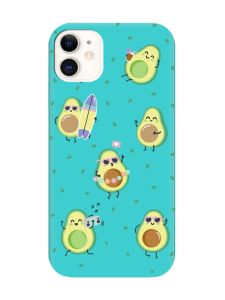 Матовий бірюзовий чохол на Apple iPhone 11 (6.1) :: Авокадо на відпочинку (принт 302)