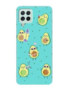 Матовий бірюзовий чохол на Samsung Galaxy A22 4G/ M32/ M22 :: Авокадо на відпочинку (принт 302)