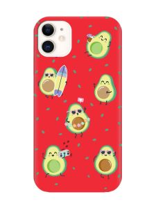 Матовий червоний чохол на Apple iPhone 11 (6.1) :: Авокадо на відпочинку (принт 302)