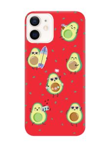 Матовий червоний чохол на Apple iPhone 12 / 12 Pro (6.1) :: Авокадо на відпочинку (принт 302)