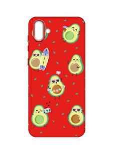 Матовий червоний чохол на Samsung Galaxy A04 :: Авокадо на відпочинку (принт 302)