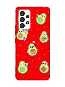 Матовий червоний чохол на Samsung Galaxy A53 4G/5G :: Авокадо на відпочинку (принт 302)