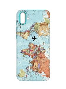 Матовий чохол з бірюзовими боками на Samsung Galaxy A04 :: Карта світу (принт 318)