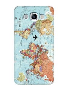 Матовий чохол з бірюзовими боками на Samsung Galaxy J7(2016) J710 :: Карта світу (принт 318)