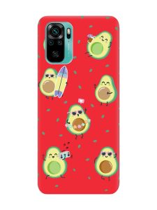 Матовий червоний чохол на Xiaomi Redmi Note 10 / Note 10s :: Авокадо на відпочинку (принт 302)