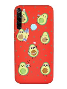 Матовий червоний чохол на Xiaomi Redmi Note 8T :: Авокадо на відпочинку (принт 302)