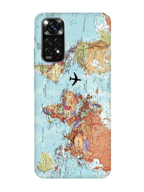 Матовий чохол з бірюзовими боками на Xiaomi Redmi Note 11 :: Карта світу (принт 318)