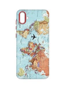 Матовий чохол з червоними боками на Samsung Galaxy A04 :: Карта світу (принт 318)