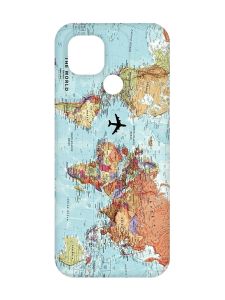 Матовий чохол з червоними боками на Xiaomi Redmi 10C :: Карта світу (принт 318)