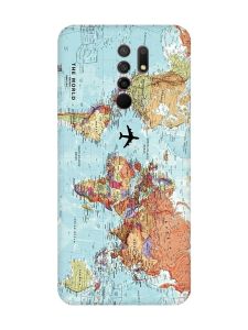 Матовий чохол з червоними боками на Xiaomi Redmi 9 :: Карта світу (принт 318)