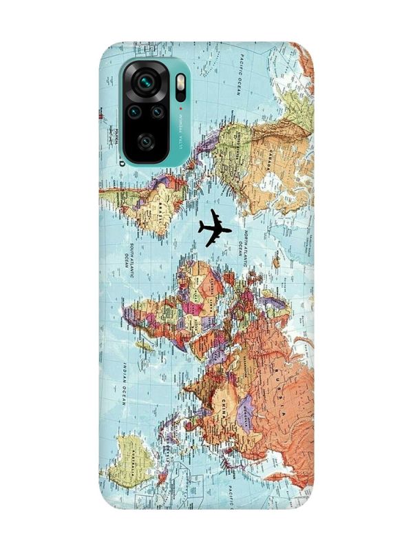 Матовий чохол з червоними боками на Xiaomi Redmi Note 10 / Note 10s :: Карта світу (принт 318)
