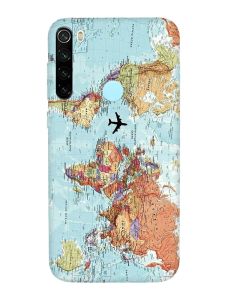 Матовий чохол з червоними боками на Xiaomi Redmi Note 8T :: Карта світу (принт 318)
