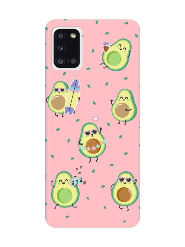 Матовий рожевий чохол на Samsung Galaxy A31 :: Авокадо на відпочинку (принт 302)