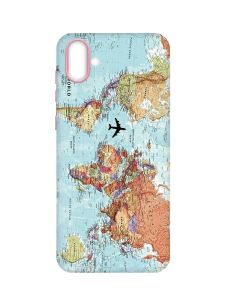 Матовий чохол з рожевими боками на Samsung Galaxy A04 :: Карта світу (принт 318)
