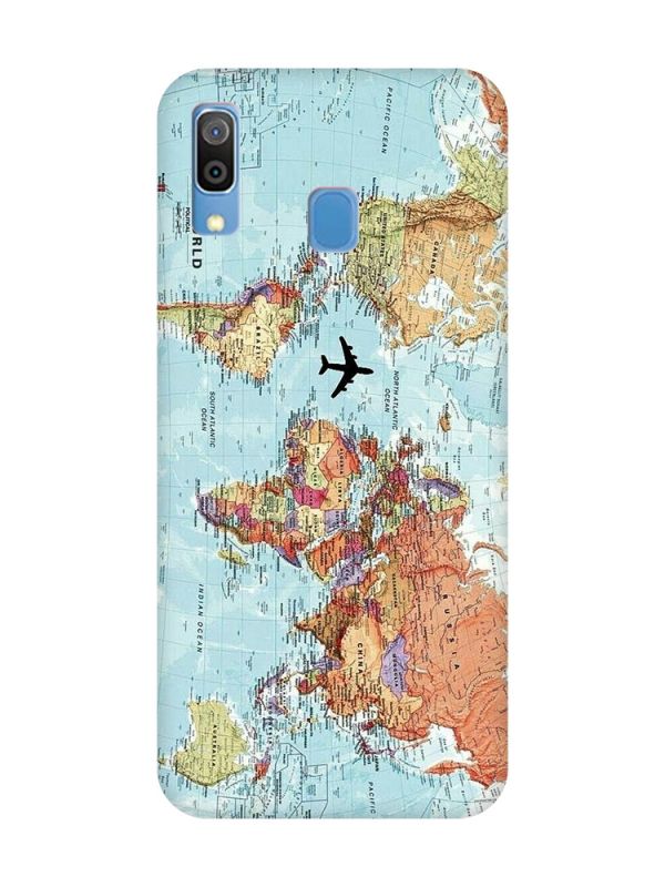 Матовий чохол з рожевими боками на Samsung Galaxy A30 (2019) / A20 (2019) :: Карта світу (принт 318)