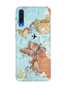 Матовий чохол з рожевими боками на Samsung Galaxy A50 (2019) A505 :: Карта світу (принт 318)