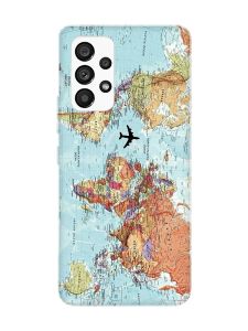 Матовий чохол з рожевими боками на Samsung Galaxy A53 4G/5G :: Карта світу (принт 318)