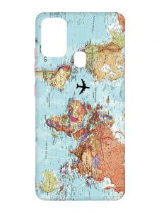 Матовий чохол з рожевими боками на Samsung Galaxy M30s/M21 :: Карта світу (принт 318)