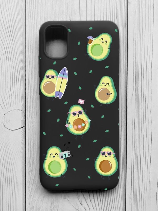 Матовий чорний чохол на Samsung Galaxy A04E/A042 :: Авокадо на відпочинку (принт 302)