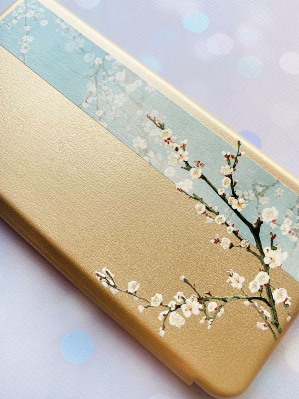 Чохол-книжка з малюнком для Xiaomi Poco C40 Золотий :: Квітуча сакура (принт 285)